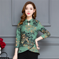 中年妈妈装秋装上衣中老年40-50岁时尚洋气旗袍套装春秋新款小衫