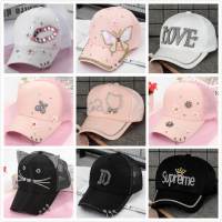 帽子女韩版潮亮片网帽时尚棒球帽防晒遮阳帽百搭baby蝴蝶鸭舌帽子