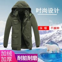 夹克棉袄大码工装棉服男中长款冬季冷库工作军绿加厚加绒劳保棉衣