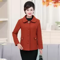 中年妈妈春秋装时尚毛呢外套高贵短款中老年女装加厚呢子上衣