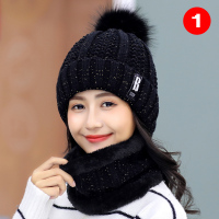 帽子女冬天潮加绒毛线帽韩版女士秋冬针织帽围脖保暖学生时尚帽子