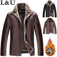 秋冬新款中年皮衣男加绒加厚大码爸爸装外套中老年皮衣男士皮夹克