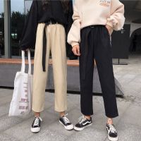 高弹送腰带秋新款裤子女学生韩版宽松显瘦阔腿百搭休闲工装裤女潮