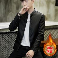 男士皮衣男刺绣外套皮褂子薄款韩版潮流帅气男装加绒皮夹克