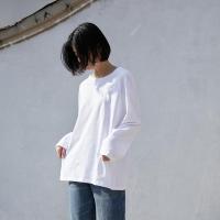 纯棉春秋慵懒宽松内搭白色打底衫女长袖chic韩版百搭纯色叠穿t恤