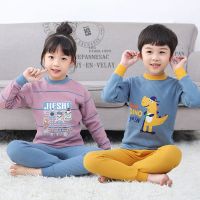 儿童保暖内衣三层夹棉纯宝宝男童女童秋冬薄款秋衣秋裤保暖衣套装