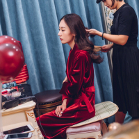 冬季新娘晨袍长袖定制伴娘团金丝绒睡袍睡衣女士结婚红色加厚秋天