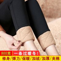 加绒加厚高腰外穿棉裤女秋冬季修身夹棉保暖裤大码黑色打底裤子女