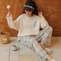 高档棉睡衣女春秋款长袖冬季睡衣夏季女士套装学生家居服可外穿