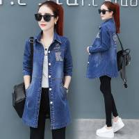 牛仔外套女中长款2020新款秋装韩版修身衬衫外套上衣服收腰风衣