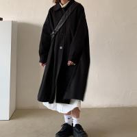 黑色中长款风衣赫本风过膝灯笼袖宽松气质韩版长袖小个子学生外套