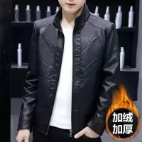 秋冬季皮衣男士加绒加厚休闲外套韩版潮流宽松帅气中年机车皮夹克