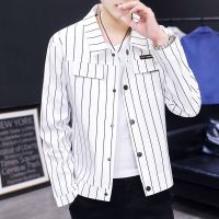 男士加绒外套新款青少年修身韩版男休闲帅气百搭印花男夹克宽松潮