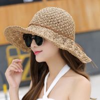草帽可折叠沙滩帽子女夏天太阳帽防晒帽镂空遮阳帽