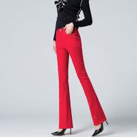 2020夏秋季牛仔裤女新款中年直筒微喇长裤女韩版弹力显瘦喇叭裤女