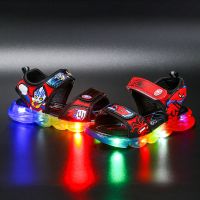 2020夏季新款儿童凉鞋男蜘蛛侠男童凉鞋中大童奥特曼带灯沙滩凉鞋