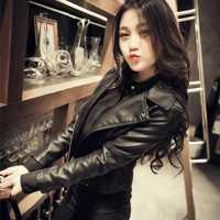 2018春秋装新款韩版短款修身机车女士皮衣大码外套女皮衣女机车服