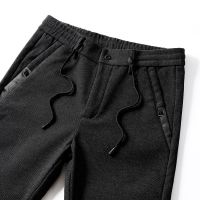 春秋季棉麻男士休闲裤修身直筒抽绳裤子青年商务男装棉裤子