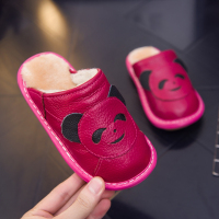 冬季儿童牛皮室内棉可爱家用居家防滑牛筋底宝宝棉鞋男童女童