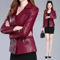 皮衣外套女2020秋冬新款pu皮夹克妈妈装韩版大码女士皮衣短外套女