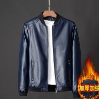 皮衣男外套秋季韩版修身潮流胖子帅气立领夹克男装加肥加大码衣服