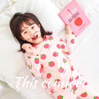 儿童纯棉内衣套装秋冬新款男女童莱卡秋衣秋裤宝宝卡通圆领家居服