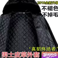外套男短款貂绒连帽仿水貂天鹅绒大衣皮衣男冬季