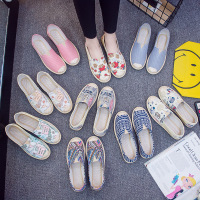 帆布鞋女春夏透气休闲鞋女一脚蹬懒人单鞋平底布鞋豆豆鞋女