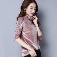 金丝绒打底衫2019新款韩版长袖高领打底衫女装上衣潮t恤宽松百搭