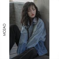 mz拼色短款牛仔外套女2020年新款韩版宽松bf减龄洋气百搭夹克上衣