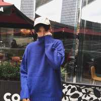 秋冬中高领毛衣男生韩版男士加厚针织衫情侣原宿风宽松学生毛外套