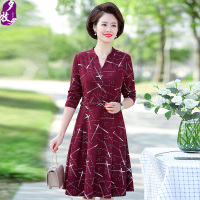 2020新款长袖连衣裙女中年人中长款过膝妈妈春秋装裙子洋气中老年