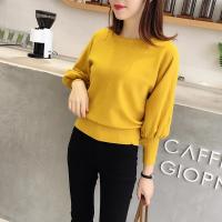秋冬新款韩版打底毛衣女外套头灯笼袖小清新宽松毛针织衫女长袖