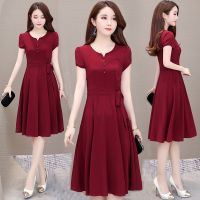 冰丝皱大码连衣裙女夏2020新款收腰显瘦中老年妈妈装系带a字裙子