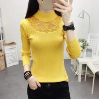 2020新款秋装女装蕾丝烫钻毛针织衫早秋上衣女长袖打底衫套头毛衣