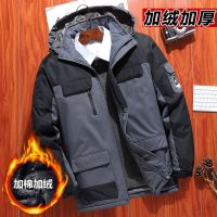 中老年棉衣男中长款冬季加绒加厚冲锋衣加肥加大棉服爸爸冬装外套