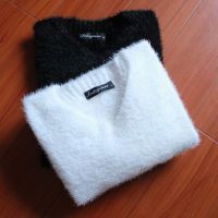 冬季男士针织衫v领长袖打底衫保暖上衣服男毛绒毛毛衣