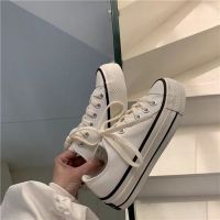 厚底帆布女鞋2020秋季百搭学生小白板鞋韩版低帮休闲鞋白色布鞋潮
