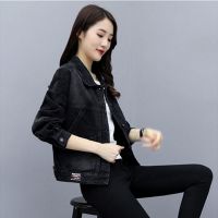 80-200斤大码黑色牛仔外套女短款牛仔服新款宽松夹克chic显瘦上衣