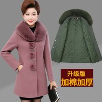 中老年女装毛呢外套大码妈妈装秋冬装加棉加厚呢大衣中长款40-50