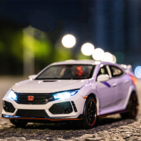 砺能 建元 正版授权本田思域Type R十代原厂1:32合金车模声光玩具车仿真汽车模型摆件 礼盒包装 送底座