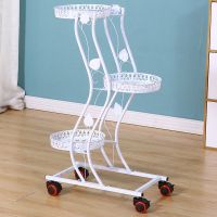 花架子铁艺多层可移动推拉带轮省空间花架阳台客厅落地绿萝花盆架