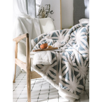 北欧ins冬季加厚保暖提花珊瑚绒羊羔绒沙发盖毯披肩毯盖腿小毛毯