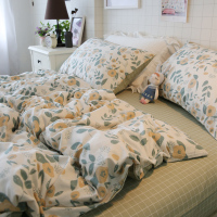 美式小清新三件套单人床品纯棉床单被套小碎花田园风全棉四件套女