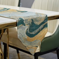轻奢桌旗中式禅意餐桌茶几现代美式桌巾长条绿色桌旗布艺茶桌茶席