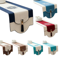 新中式禅意桌旗茶旗棉典餐桌垫茶几电视柜盖布床尾巾长条定制