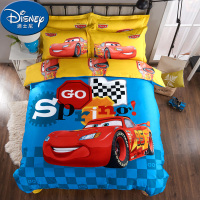 全棉四件套正版迪士尼男孩床上用品床单床笠款闪电麦昆汽车总动员