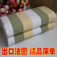 出口法国 优质纯棉手工老粗布床单单人双人条纹枕套被套1.51.8床