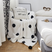 北欧风兔兔绒双层盖毯ins波点儿童羊羔绒毛毯少女心1.5m加厚毯子