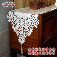 外贸欧式布艺刺绣桌旗流苏餐桌布茶几巾台布韩式田园美式床旗穗头